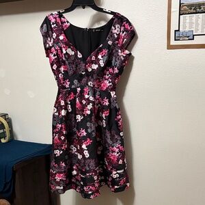 EShakti Black and Pink Women’s Fit and Flare Dress Sz 12 custom, pockets